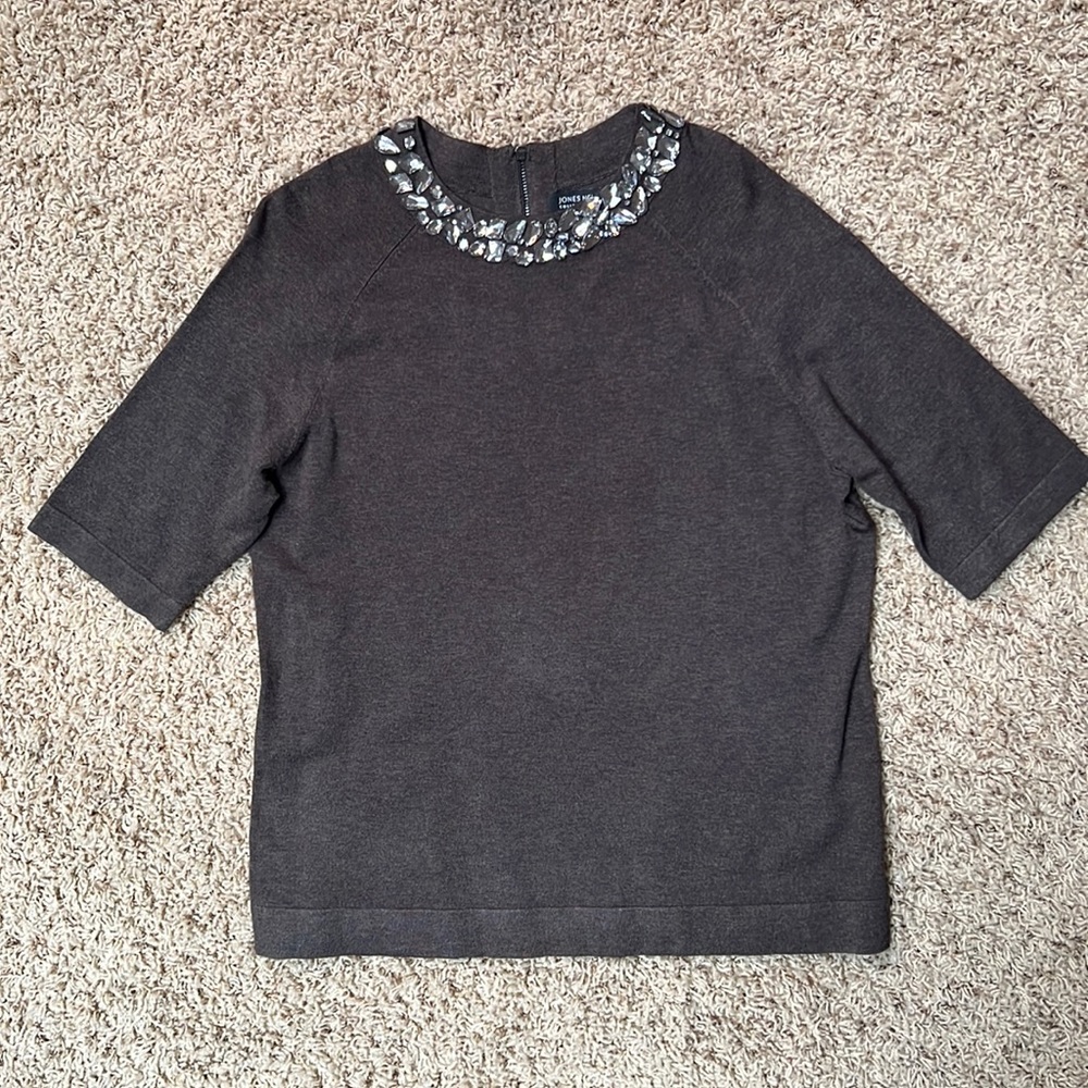 Top, Jones New York, size large, jeweled neckline. Pet and smoke free home.